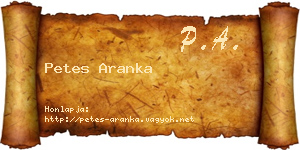 Petes Aranka névjegykártya